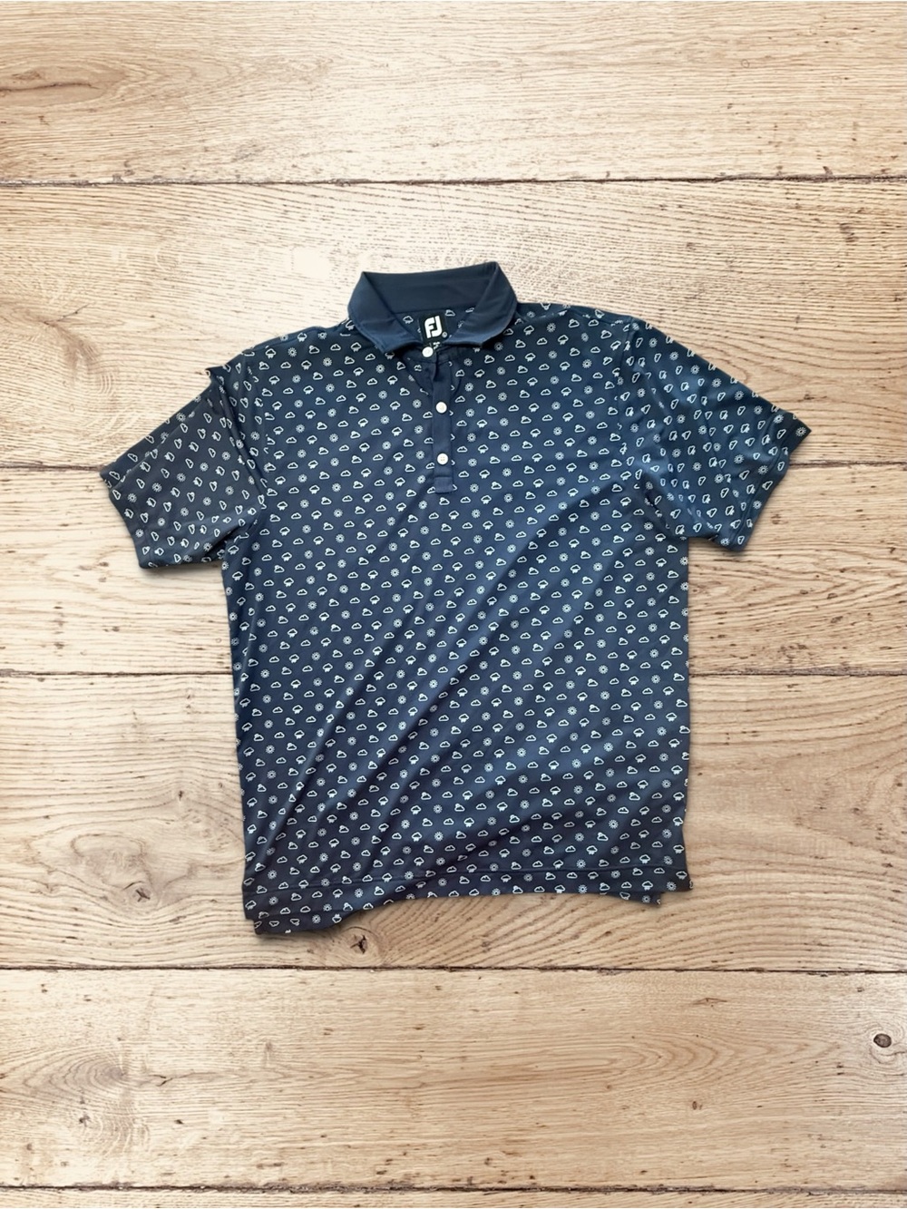 FootJoy Men's Navy Printed Golf Polo- large